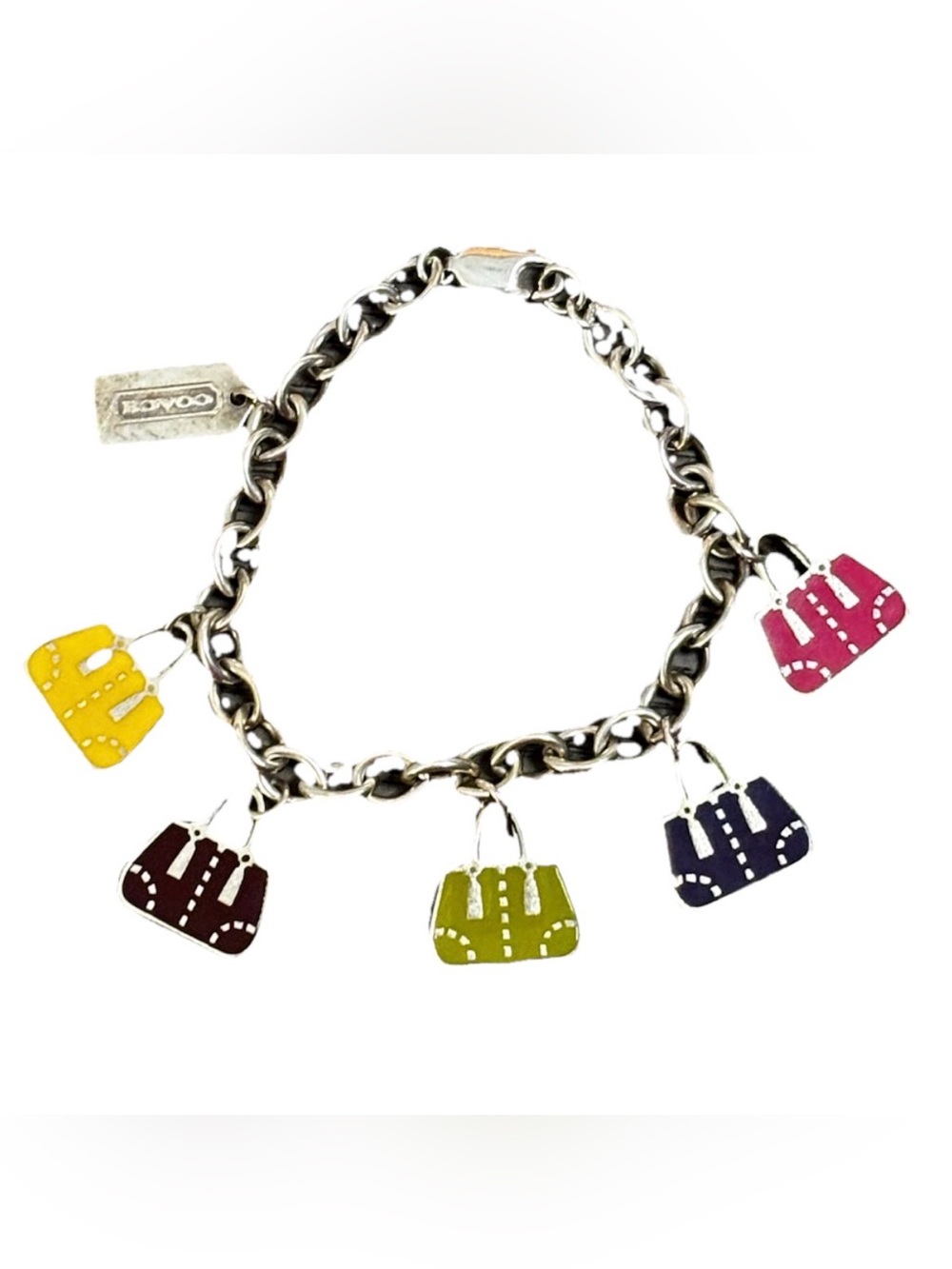 Vintage Coach Charm Bracelet 925 Sterling Silver Y2K Handbag Charms